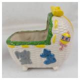 Vintage Ceramic Baby Scale & Cradle Planters (Lot of 2)