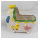 Vintage Ceramic Baby Scale & Cradle Planters (Lot of 2)