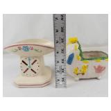 Vintage Ceramic Baby Scale & Cradle Planters (Lot of 2)