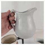 Vintage Blue Ridge Southern Potteries Fruit Pitcher & 2 White Ceramic Pitchers Mixed Lot