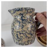 Robinson Ransbottom Pitcher, Studio Art Pottery Pitcher & Yellow Ware Bowls Mixed Lot