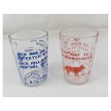 Vintage Hazel Atlas Nursery Rhyme Tumblers (Lot of 2)