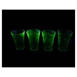 Vintage Uranium Vaseline Glass Tumblers (Lot of 4)