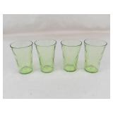 Vintage Uranium Vaseline Glass Tumblers (Lot of 4)
