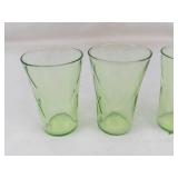 Vintage Uranium Vaseline Glass Tumblers (Lot of 4)