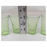 Vintage Uranium Vaseline Glass Tumblers (Lot of 4)