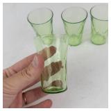 Vintage Uranium Vaseline Glass Tumblers (Lot of 4)