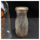 Golden Milk Glass Bottle & Small Dairy Bottle (Lot of 2)