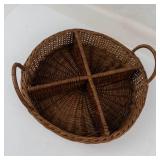 Woven Round Basket With Dividers & Handles