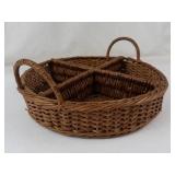Woven Round Basket With Dividers & Handles