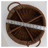 Woven Round Basket With Dividers & Handles