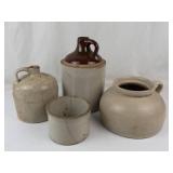 Vintage Stoneware Pottery Vessel Set (4 Pieces)