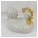 Vintage Ceramic Rooster Lid & Girl With Geese Figurine