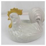 Vintage Ceramic Rooster Lid & Girl With Geese Figurine