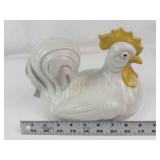 Vintage Ceramic Rooster Lid & Girl With Geese Figurine