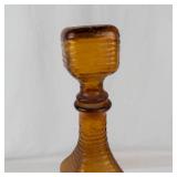 Vintage Empoli Genie Bottle Amber Ribbed Glass With Stopper