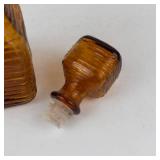 Vintage Empoli Genie Bottle Amber Ribbed Glass With Stopper
