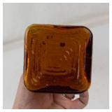 Vintage Empoli Genie Bottle Amber Ribbed Glass With Stopper