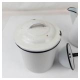 Vintage White Enamelware Kitchen Set
