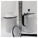 Vintage White Enamelware Kitchen Set