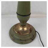 Vintage Student Lamp With Green Painted Body & Brass Accents