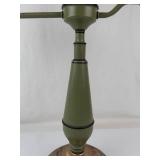 Vintage Student Lamp With Green Painted Body & Brass Accents