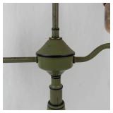 Vintage Student Lamp With Green Painted Body & Brass Accents