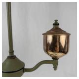 Vintage Student Lamp With Green Painted Body & Brass Accents