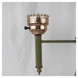Vintage Student Lamp With Green Painted Body & Brass Accents