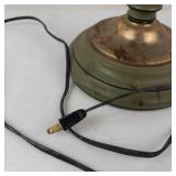 Vintage Student Lamp With Green Painted Body & Brass Accents
