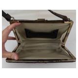 Vintage Brown Lizard Skin Purse With Brass Frame & Handle