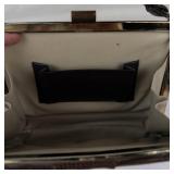 Vintage Brown Lizard Skin Purse With Brass Frame & Handle