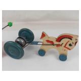 Vintage Fisher-Price Little Snoopy Pull Toy & Wooden Horse Pull Toy (Lot of 2)