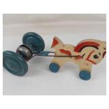 Vintage Fisher-Price Little Snoopy Pull Toy & Wooden Horse Pull Toy (Lot of 2)