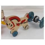 Vintage Fisher-Price Little Snoopy Pull Toy & Wooden Horse Pull Toy (Lot of 2)