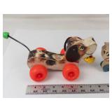 Vintage Fisher-Price Little Snoopy Pull Toy & Wooden Horse Pull Toy (Lot of 2)