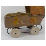 Vintage Wyandotte Tin Litho Doll Carriage Cat Illustrations