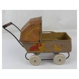 Vintage Wyandotte Tin Litho Doll Carriage Cat Illustrations