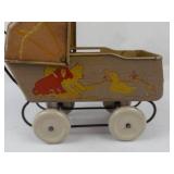 Vintage Wyandotte Tin Litho Doll Carriage Cat Illustrations