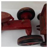 Vintage Wooden Farm Tractor & Wagon Toy