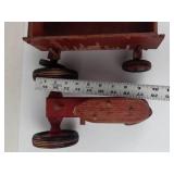 Vintage Wooden Farm Tractor & Wagon Toy