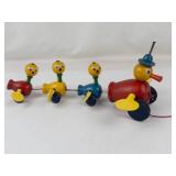 Vintage Fisher-Price Mama Duck & Ducklings Wooden Pull Toy (Lot of 4)
