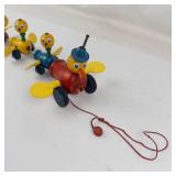 Vintage Fisher-Price Mama Duck & Ducklings Wooden Pull Toy (Lot of 4)