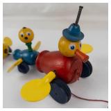 Vintage Fisher-Price Mama Duck & Ducklings Wooden Pull Toy (Lot of 4)