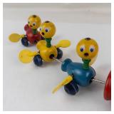 Vintage Fisher-Price Mama Duck & Ducklings Wooden Pull Toy (Lot of 4)