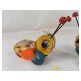 Vintage Fisher-Price Buzzy Bee & Queen Buzzy Bee Pull Toys (Lot of 2)