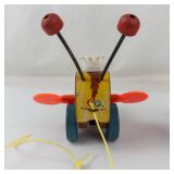 Vintage Fisher-Price Buzzy Bee & Queen Buzzy Bee Pull Toys (Lot of 2)