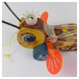 Vintage Fisher-Price Buzzy Bee & Queen Buzzy Bee Pull Toys (Lot of 2)