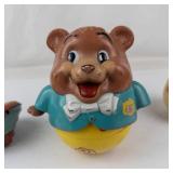 Vintage Fisher-Price Chubby Cub 164 Bear Toy, Fish Rattle & Broken Top Mixed Lot