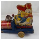 Vintage Fisher-Price Donald Duck Choo-Choo Pull Toy Model 450